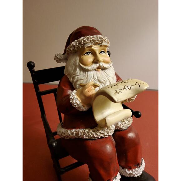 "Checking the List" - Santa Figurine  in a Rocking Chair - Picture 1 of 4